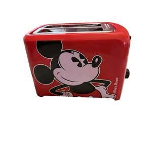 Disney Mickey Mouse 2-Slice Red Toaster Makes Mickey Icon Imprint on Toast